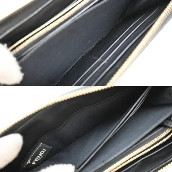 FENDI By The Way Logo Long Zip Around Wallet Leather Black - Picture 8 of 14